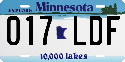 MN license plate 017LDF