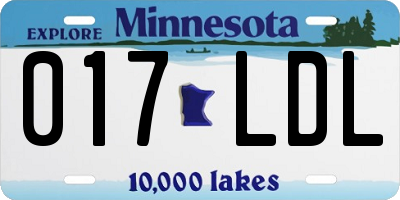 MN license plate 017LDL