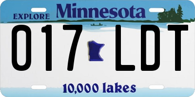 MN license plate 017LDT