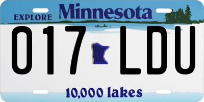 MN license plate 017LDU