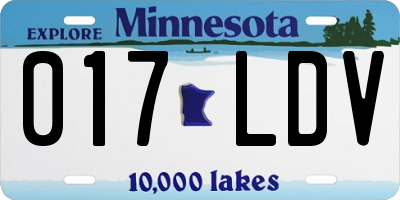 MN license plate 017LDV