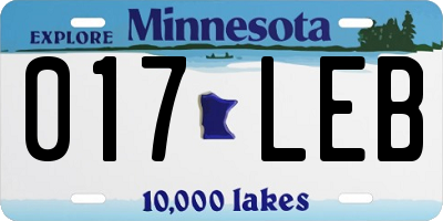 MN license plate 017LEB