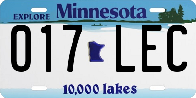 MN license plate 017LEC
