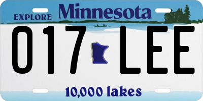 MN license plate 017LEE