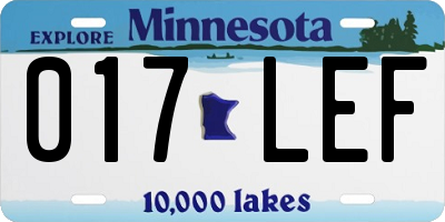 MN license plate 017LEF