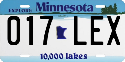 MN license plate 017LEX