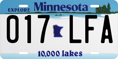MN license plate 017LFA