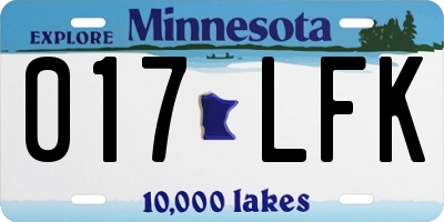 MN license plate 017LFK