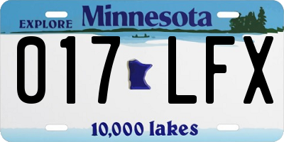 MN license plate 017LFX