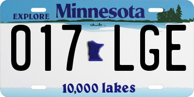 MN license plate 017LGE