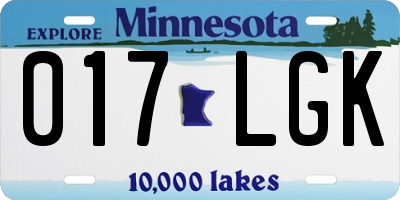 MN license plate 017LGK