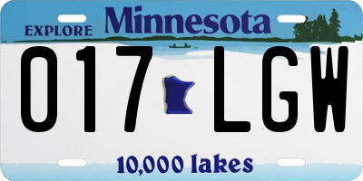 MN license plate 017LGW