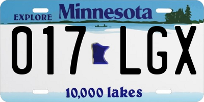 MN license plate 017LGX