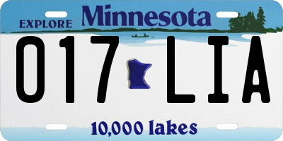 MN license plate 017LIA