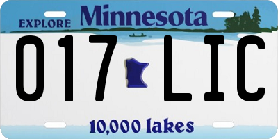 MN license plate 017LIC