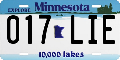 MN license plate 017LIE