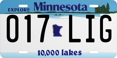 MN license plate 017LIG
