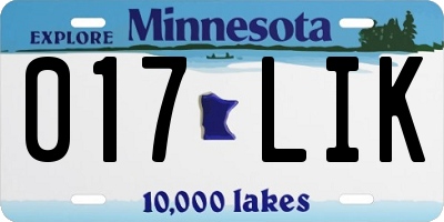 MN license plate 017LIK