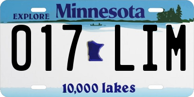 MN license plate 017LIM