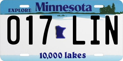 MN license plate 017LIN