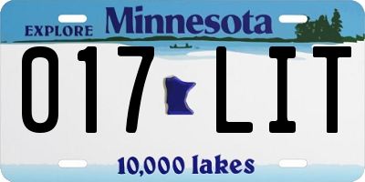 MN license plate 017LIT