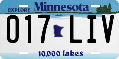 MN license plate 017LIV