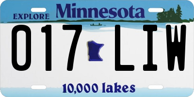 MN license plate 017LIW