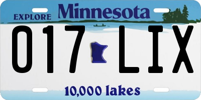 MN license plate 017LIX