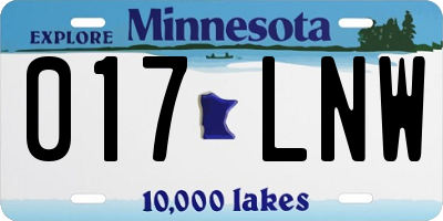 MN license plate 017LNW