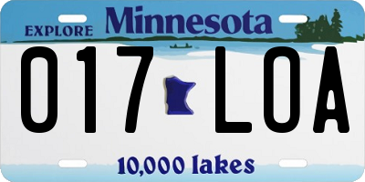MN license plate 017LOA