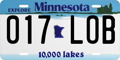 MN license plate 017LOB