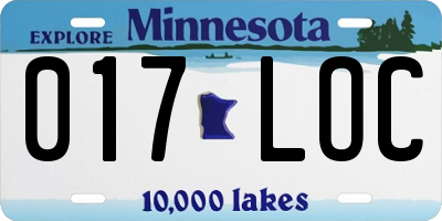 MN license plate 017LOC