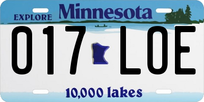 MN license plate 017LOE