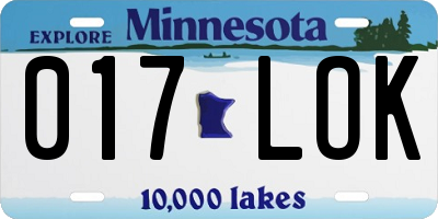 MN license plate 017LOK