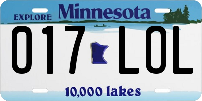 MN license plate 017LOL