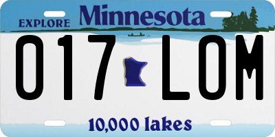MN license plate 017LOM