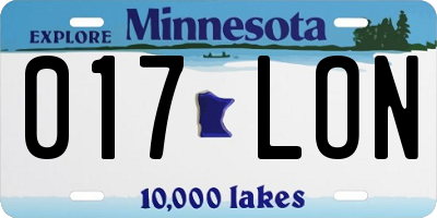 MN license plate 017LON
