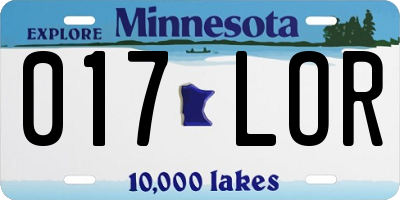 MN license plate 017LOR