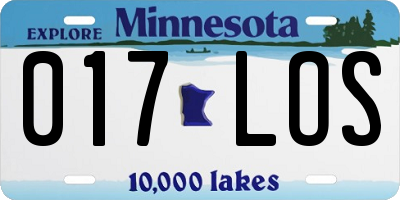 MN license plate 017LOS