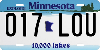MN license plate 017LOU