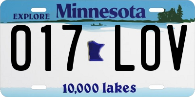 MN license plate 017LOV
