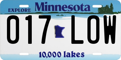 MN license plate 017LOW