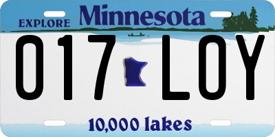 MN license plate 017LOY
