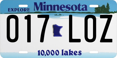 MN license plate 017LOZ