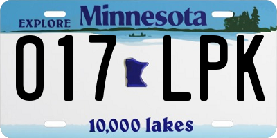 MN license plate 017LPK