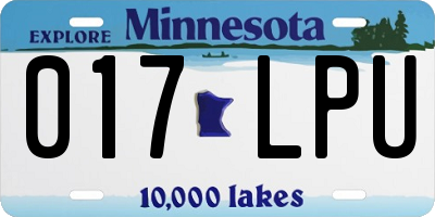 MN license plate 017LPU