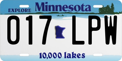 MN license plate 017LPW