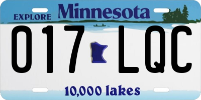 MN license plate 017LQC