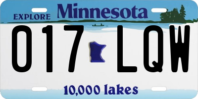 MN license plate 017LQW