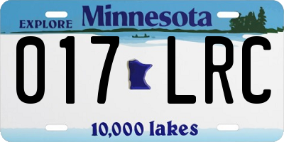 MN license plate 017LRC